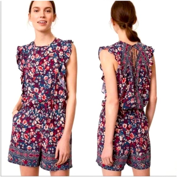 LOFT Pants - NWOT Ann Taylor LOFT | Floral Flutter Sleeve Romper Small Petite